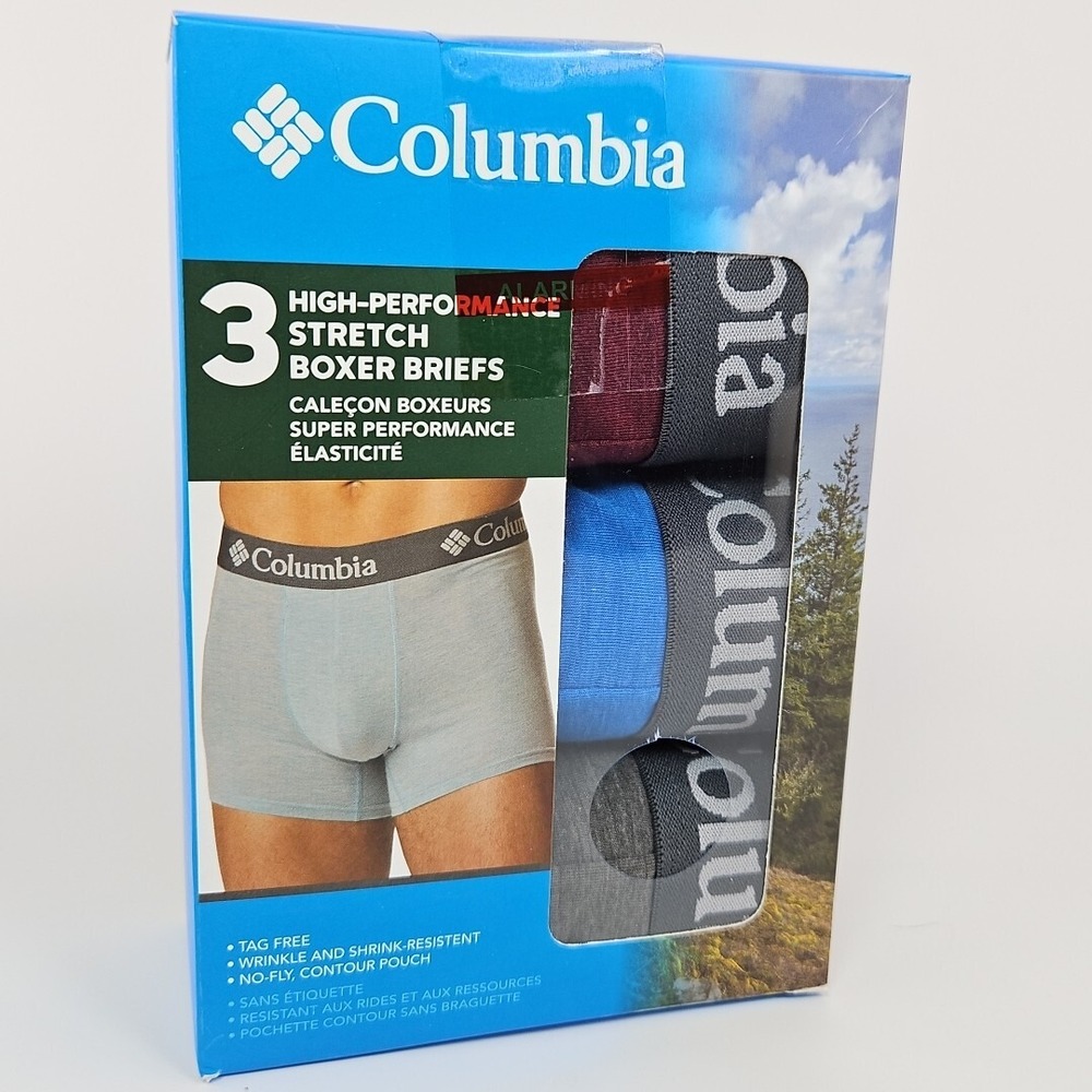 Columbia Men's 3 Pack Multicolor High Performance Stretch Boxer Briefs Size‎ XL